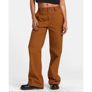 RVCA Coco Trouser Copper Brown Wide Leg Pants Womens Size 29